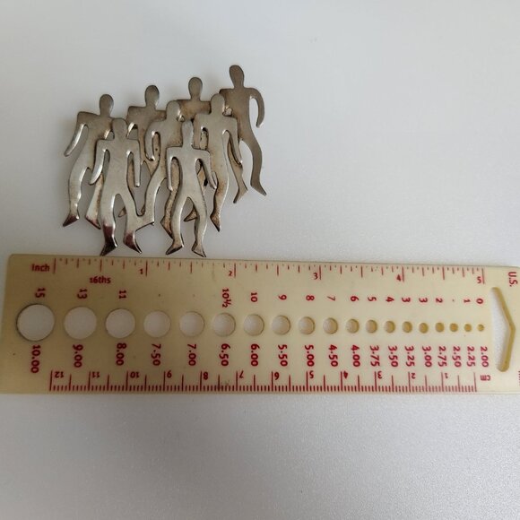 VINTAGE SIGNED TC-125 MEXICO 925 SILVER GROUP OF MEN BROOCH. - Picture 6 of 7